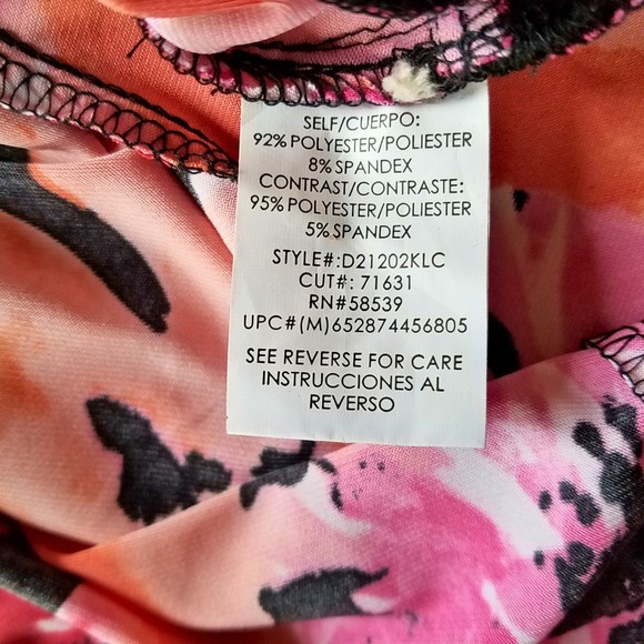 Speechless Pink Orange Black Floral V-Neck Tie Dress Size M - Picture 4 of 4